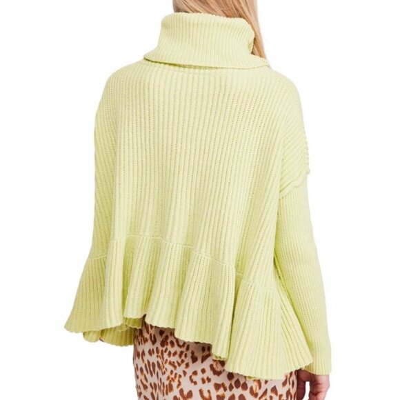 NWT Free People Cotton Blend Sweater,  Size M, Key Lime - Picture 6 of 14